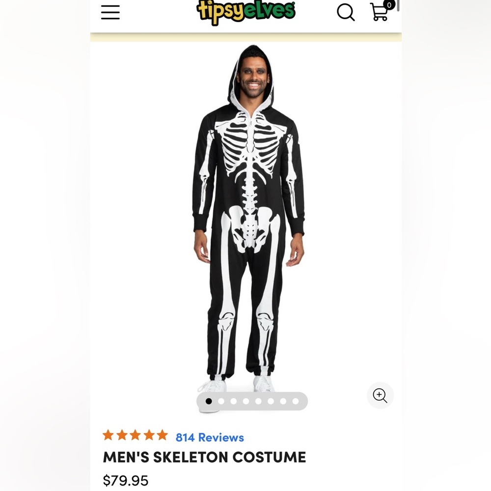 Tipsy Elves Black and White Skeleton Onesie Zip Up Size Small